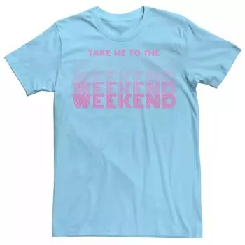Мужская футболка Take Me To The Weekend с текстом Fade Licensed Character, светло-синий