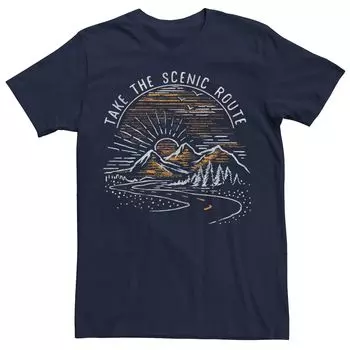 Мужская футболка Take The Scenic Route Mountain Sunrise с эскизом Licensed Character