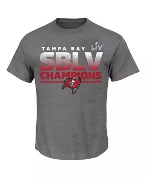 Мужская футболка tampa bay buccaneers super bowl lv champions big and tall kickoff в меланжевом цвете серого цвета Fanatics, мульти