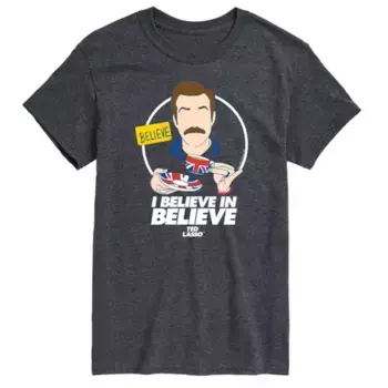 Мужская футболка Ted Lasso с принтом "Я верю" Licensed Character, серый