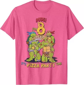 Мужская футболка Teenage Mutant Ninja Turtles I'm 8 Dude Pizza Birthday Party, розовый вереск