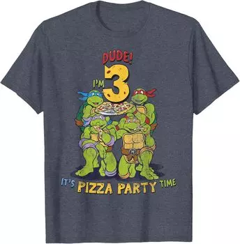 Мужская футболка Teenage Mutant Ninja Turtles I'm 3 Dude Pizza Birthday Party, синий вереск