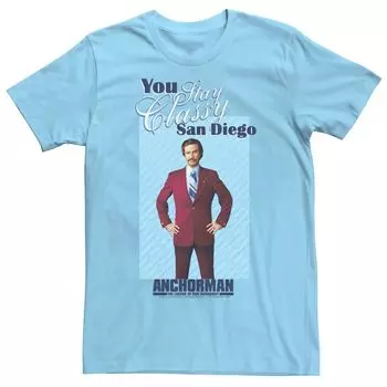 Мужская футболка телеведущего Ron Burgundy You Stay Classy с графическим рисунком и портретом Сан-Диего Licensed Character