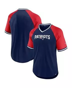 Мужская футболка темно-красного цвета с логотипом New England Patriots Second Wind реглан с v-образным вырезом Fanatics, синий