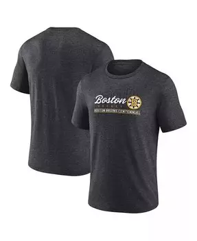 Мужская футболка темно-серого цвета с эффектом потертости Boston Bruins Centennial Hockey Tri-Blend Fanatics, черный