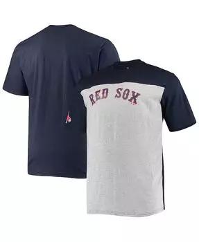 Мужская футболка темно-синего цвета с фирменным рисунком Boston Red Sox Big and Tall с цветными блоками Fanatics, синий