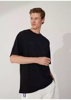 Мужская футболка темно-синего цвета с круглым вырезом Black On Black