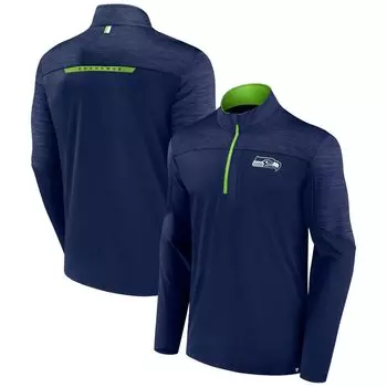 Мужская футболка темно-синего цвета с логотипом College Seattle Seahawks Defender с молнией до половины Fanatics
