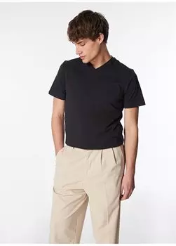 Мужская футболка темно-синего цвета с V-образным вырезом 242 LCM 242037 JONAT DARK BLUE Lee Cooper, темно-синий