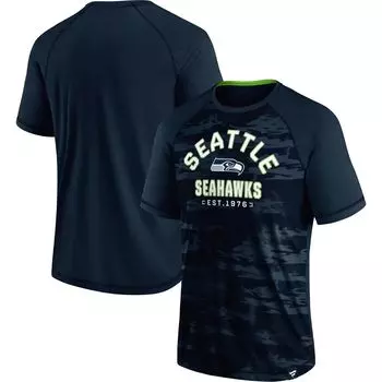 Мужская футболка темно-синего/неоново-зеленого цвета с логотипом Seattle Seahawks Hail Mary реглан Fanatics
