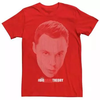 Мужская футболка The Big Bang Theory Sheldon Big Face Fade Licensed Character, красный