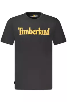 Мужская футболка Timberland хлопковая с контрастным логотипом, черный