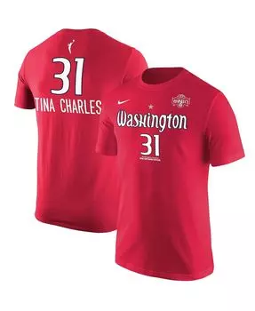 Мужская футболка tina charles red washington mystics explorer edition name number Nike, красный