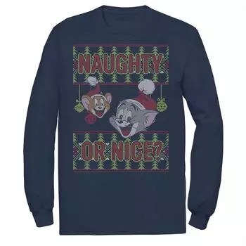 Мужская футболка Tom And Jerry Naughty Or Nice Holiday с узором Licensed Character