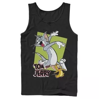 Мужская футболка Tom And Jerry в стиле ретро с зеленой коробкой и портретом Licensed Character
