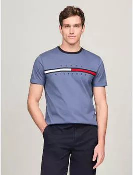 Мужская футболка Tommy Hilfiger с логотипом-флагом, цвет bank blue