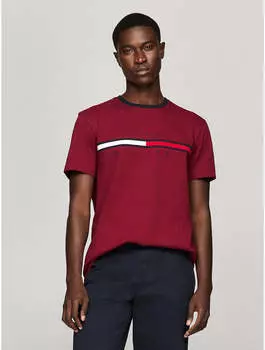 Мужская футболка Tommy Hilfiger с логотипом-флагом, цвет rouge