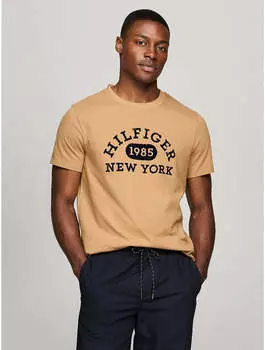 Мужская футболка Tommy Hilfiger Varsity Monotype с логотипом, цвет pinecone tan