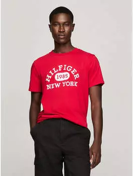 Мужская футболка Tommy Hilfiger Varsity Monotype с логотипом, цвет primary red