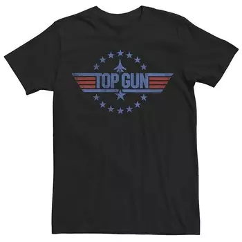 Мужская футболка Top Gun с круглым звездами и логотипом Licensed Character, черный