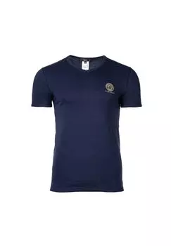 Мужская футболка - ТОПЕКА, майка, V-образный вырез, хлопок стрейч VERSACE, темно-синий