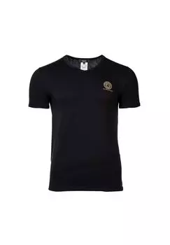 Мужская футболка - ТОПЕКА, майка, V-образный вырез, хлопок стрейч VERSACE, черный