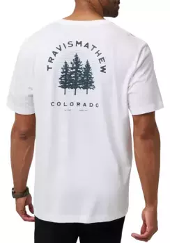 Мужская футболка TravisMathew Adventure Season 2.0 CO State с графическим рисунком для гольфа, белый