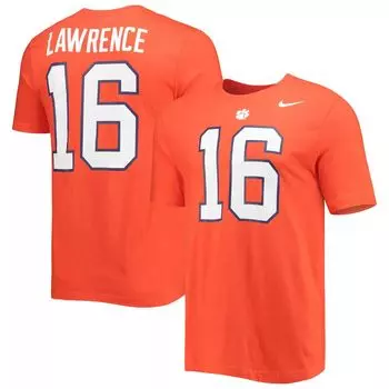 Мужская футболка Trevor Lawrence Orange Clemson Tigers с именем и номером команды выпускников Nike