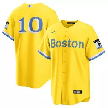 Мужская футболка Trevor Story Gold Boston Red Sox City Connect Replica Player Nike