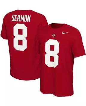 Мужская футболка Trey Sermon Crimson Ohio State Buckeyes, имя и номер выпускника Nike, красный