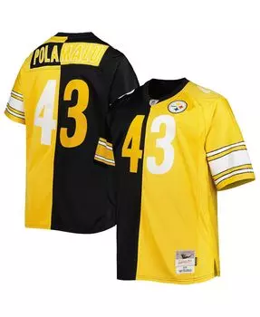 Мужская футболка troy polamalu black and gold pittsburgh steelers big and tall split legacy, реплика игрока на пенсии Mitchell &amp; Ness, мульти