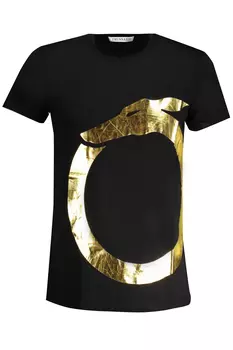 Мужская футболка Trussardi с коротким рукавом и золотым логотипом, черный