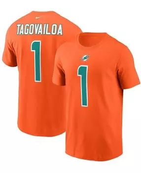 Мужская футболка tua tagovailoa orange miami dolphins с именем и номером Nike