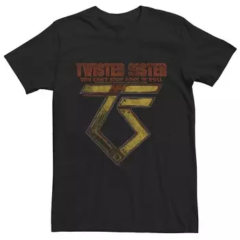 Мужская футболка Twisted Sister They Can't Stop Rock N' Roll с логотипом в стиле гранж Licensed Character, черный