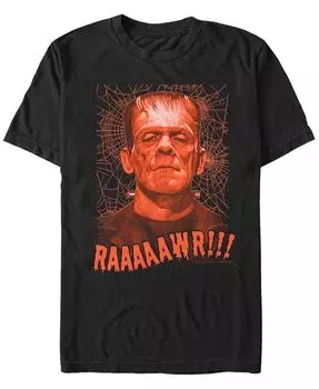 Мужская футболка Universal Monsters Rawr Frankenstein с короткими рукавами и портретом Fifth Sun, черный