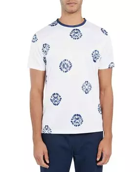 Мужская футболка узкого кроя с абстрактным цветочным рисунком и графикой Society of Threads, мульти