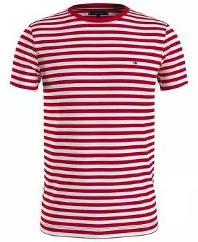 Мужская футболка узкого кроя в полоску TH Flex Tommy Hilfiger, цвет Primary Red/white