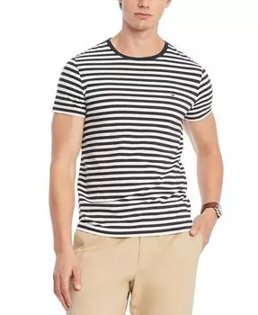 Мужская футболка узкого кроя в полоску TH Flex Tommy Hilfiger, цвет Desert Sky/white