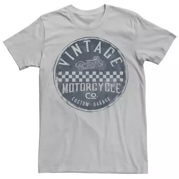 Мужская футболка Vintage Motorcycle Co. Custom Garage Bike Circle с потертостями и графическим рисунком Licensed Character, цвет Silver
