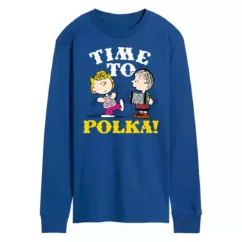 Мужская футболка в горошек с длинными рукавами и принтом «Peanuts Octoberfest» от Linus and Lucy Licensed Character, синий