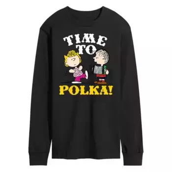 Мужская футболка в горошек с длинными рукавами и принтом «Peanuts Octoberfest» от Linus and Lucy Licensed Character, черный