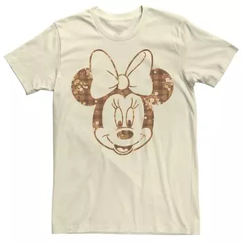 Мужская футболка в клетку с цветочным принтом Disney's Mickey And Friends Minnie Licensed Character, цвет Natural