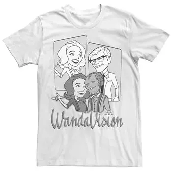 Мужская футболка в оттенках серого с вставками персонажей Marvel WandaVision Licensed Character