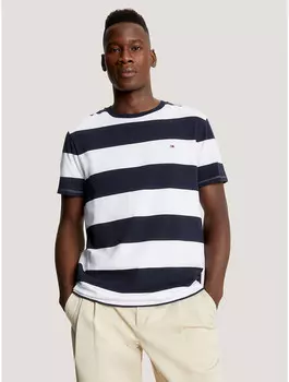 Мужская футболка в полоску для регби Tommy Hilfiger, цвет Optic White/Navy