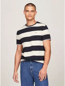 Мужская футболка в полоску для регби Tommy Hilfiger, цвет Beige Heather/Navy