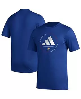 Мужская футболка в полоску Royal Kansas Jayhawks AEROREADY Pregame adidas, синий