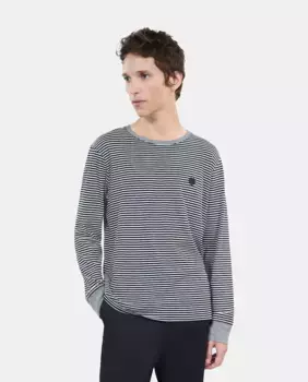 Мужская футболка в полоску с длинным рукавом The Kooples, чёрный