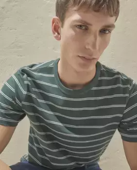 Мужская футболка в полоску с короткими рукавами и круглым вырезом Dustin, темно-зеленый