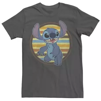 Мужская футболка в полоску в стиле ретро Disney's Lilo & Stitch Licensed Character, цвет Charcoal