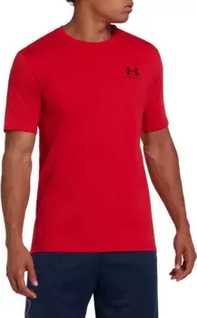 Мужская футболка в спортивном стиле с рисунком на левой груди Under Armour, красный